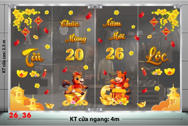 Decal dán tường Decal dán Tết - Tết xuân combo 36