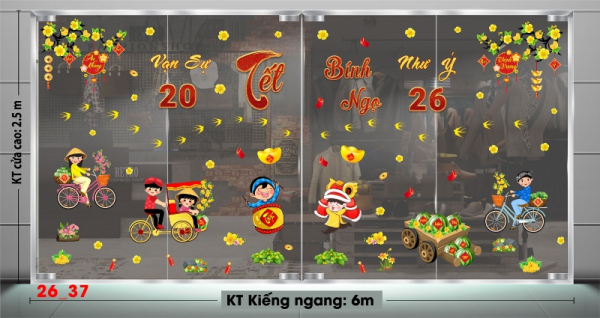Decal dán tường Decal dán Tết - Tết xuân combo 37