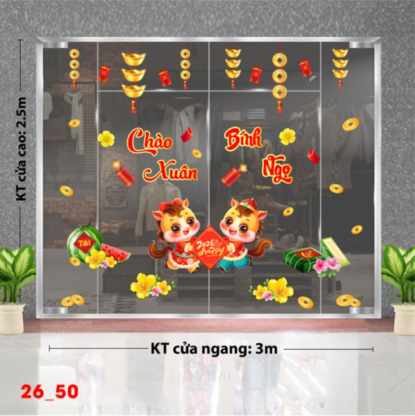 Decal dán tường Decal dán Tết - Tết xuân Combo 50