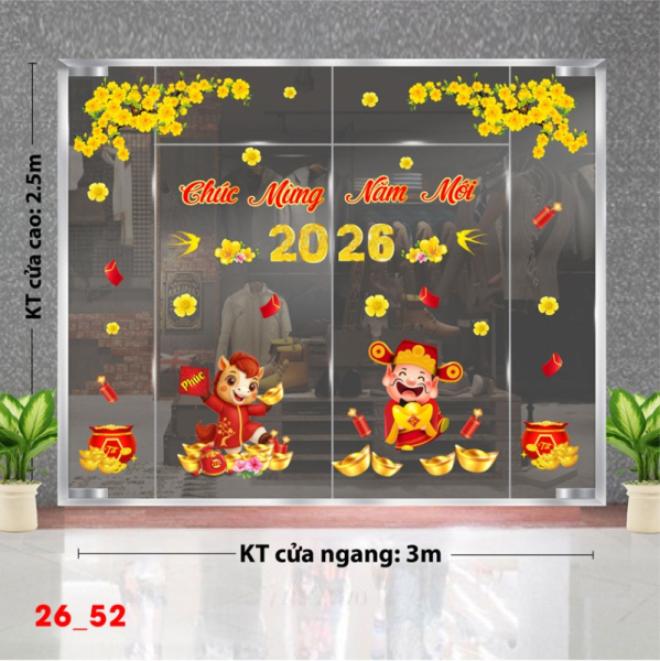 Decal dán tường Decal dán Tết - Tết xuân Combo 52
