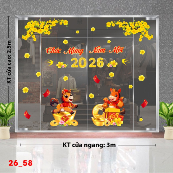 Decal dán tường Decal dán Tết - Tết xuân Combo 58