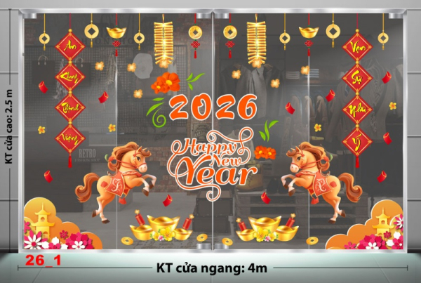 Decal dán tường Decal dán Tết - Tết xuân combo số 1