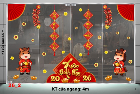 Decal dán tường Decal dán Tết - Tết xuân combo số 2