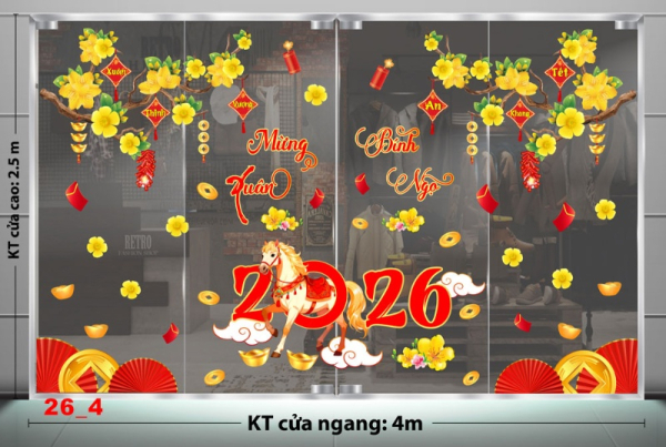 Decal dán tường Decal dán Tết  - Tết xuân combo số 4