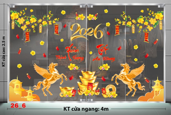 Decal dán tường Decal dán Tết - Tết xuân combo số 6