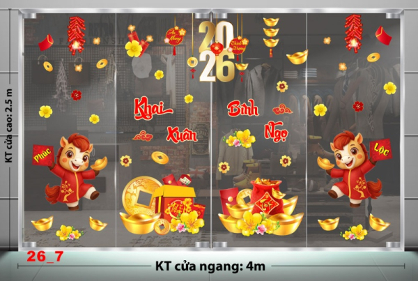 Decal dán tường Decal dán Tết - Tết xuân combo số 7