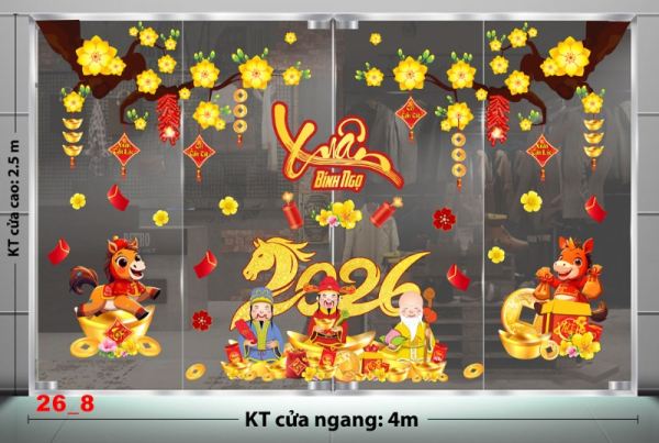 Decal dán tường Decal dán Tết - Tết xuân combo số 8
