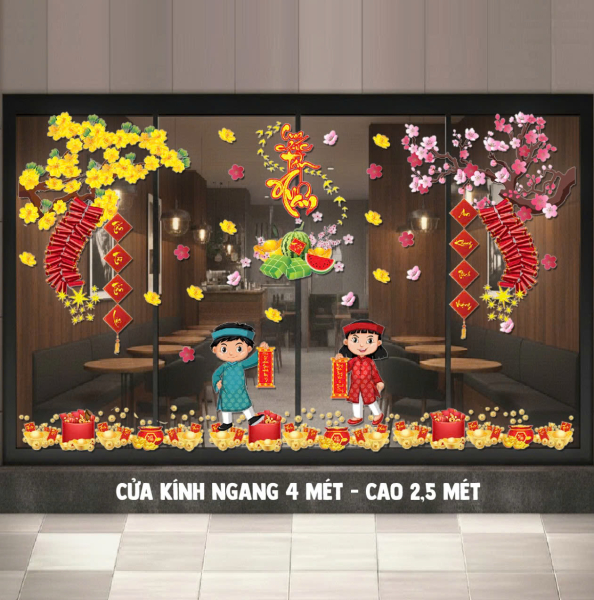 Decal dán tường Decal dán tết 2026  - Bé vui xuân 