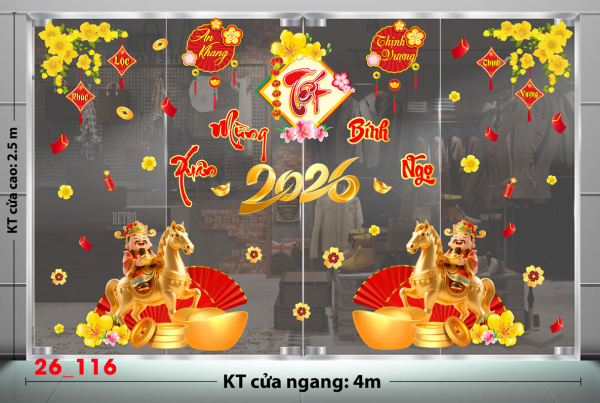 Decal dán tường Decal dán Tết 2026 - Tết xuân Combo 116