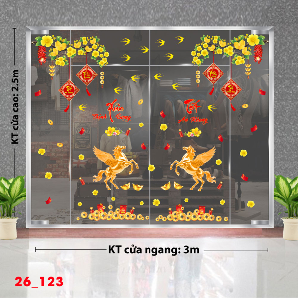 Decal dán tường Decal dán Tết 2026 - Tết xuân Combo 123