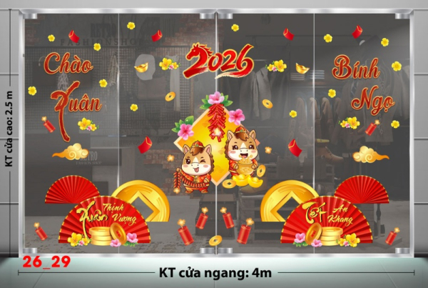 Decal dán tường Decal dán Tết 2026 - Tết xuân combo 29
