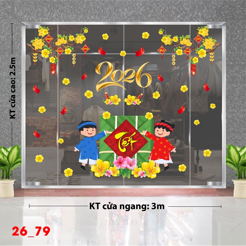 Decal dán tường Decal dán Tết 2026 - Tết xuân Combo 79