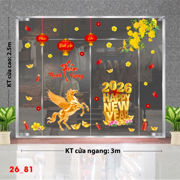 Decal dán tường Decal dán Tết 2026 - Tết xuân Combo 81