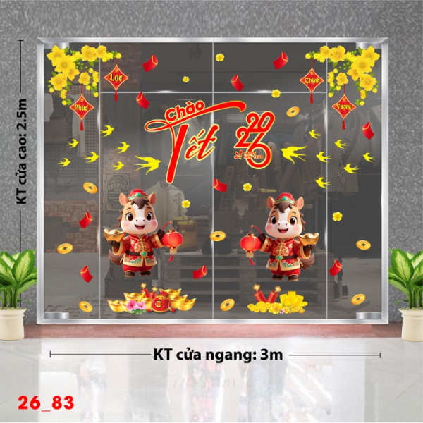 Decal dán tường Decal dán Tết 2026 - Tết xuân Combo 83