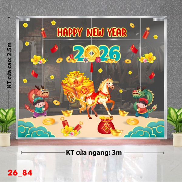 Decal dán tường Decal dán Tết 2026 - Tết xuân Combo 84