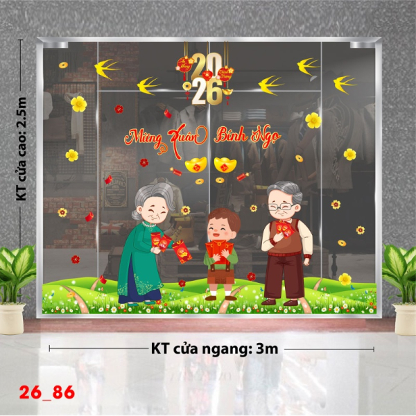 Decal dán tường Decal dán Tết 2026 - Tết xuân Combo 86