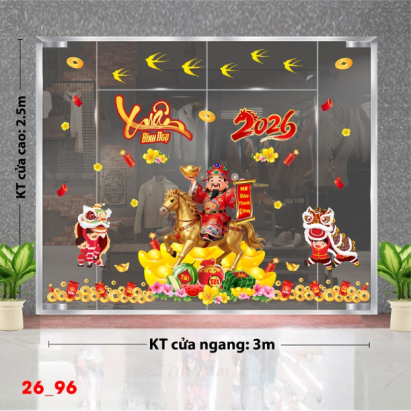 Decal dán tường Decal dán Tết 2026 - Tết xuân Combo 96