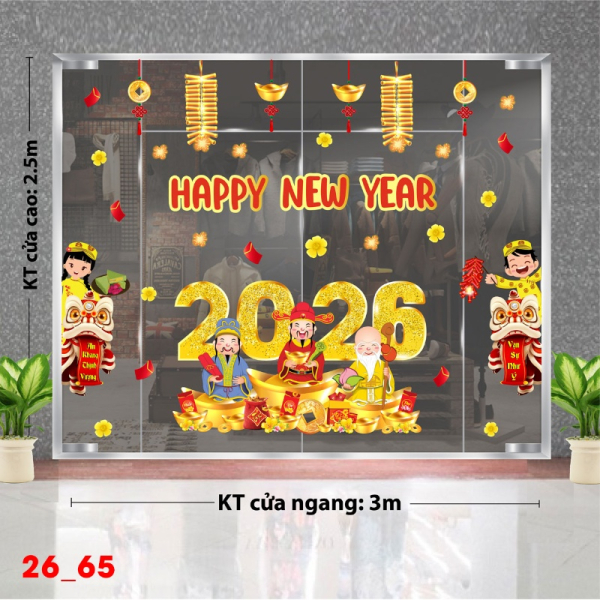 Decal dán tường Decal dán Tết  2026 -Tết xuân Combo 65