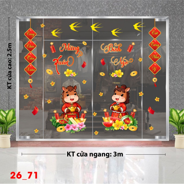 Decal dán tường Decal dán Tết 2026 -Tết xuân Combo 71