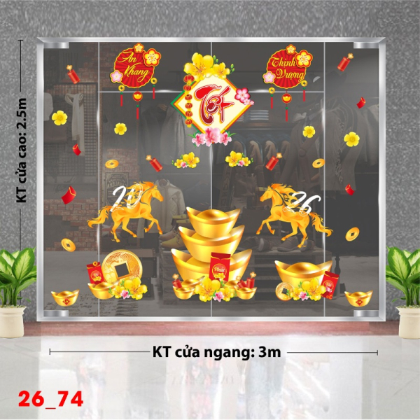 Decal dán tường Decal dán Tết 2026 -Tết xuân Combo 74