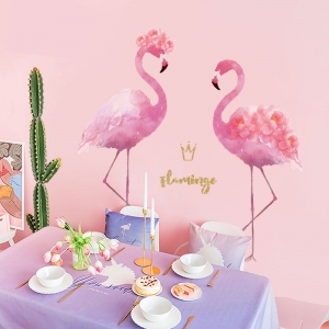 Decal dán tường Decal dán tường Đôi chim hồng hạc, trang trí quán trà sữa, chi tiết rời, độc đáo tại TPHCM Decal dán tường Decal dán tường Đôi chim hồng hạc, trang trí quán trà sữa, chi tiết rời, độc đáo tại TPHCM