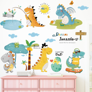 Decal dán tường Decal khủng long vui chơi dán phòng bé, trường mầm non Decal dán tường Decal khủng long vui chơi dán phòng bé, trường mầm non