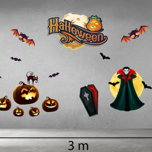 Decal dán tường Decal Halloween - Bí ma và mèo