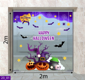 Decal dán tường Decal Halloween - Bình nước bà phù thủy và dơi Decal dán tường Decal Halloween - Bình nước bà phù thủy và dơi