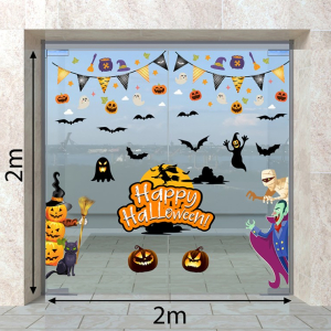 Decal dán tường Decal Halloween - bóng ma đen  bay 