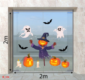 Decal dán tường Decal Halloween - Bóng ma và dơi 