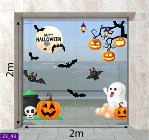 Decal dán tường Decal Halloween - Bóng ma vẫy tay chào