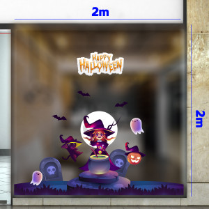 Decal dán tường Decal Halloween - Cô bé phù thủy áo tím 1 Decal dán tường Decal Halloween - Cô bé phù thủy áo tím 1