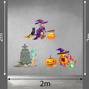 Decal dán tường Decal Halloween - Mụ phù thủy áo tím