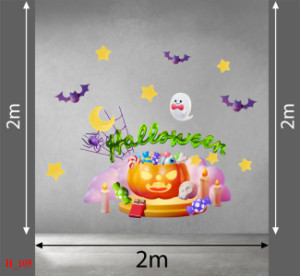 Decal dán tường Decal Halloween - Qủa bí ngô vàng và keo  Decal dán tường Decal Halloween - Qủa bí ngô vàng và keo