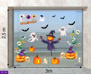 Decal dán tường Decal Halloween - những bóng ma đang bay Decal dán tường Decal Halloween - những bóng ma đang bay