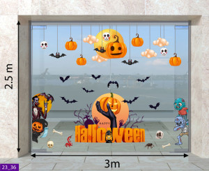 Decal dán tường Decal Halloween - Bàn tay và những quả bí ngô treo Decal dán tường Decal Halloween - Bàn tay và những quả bí ngô treo
