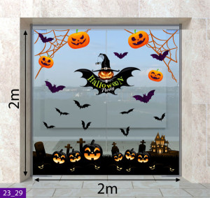 Decal dán tường Decal Halloween - Đàn dơi bay 