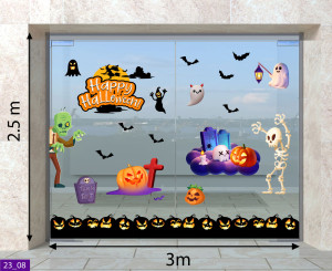 Decal dán tường Decal Halloween -Bộ xương và quả bí Decal dán tường Decal Halloween -Bộ xương và quả bí