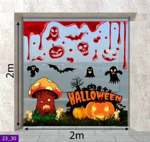 Decal dán tường Decal Halloween -Qủa bí và cây nấm