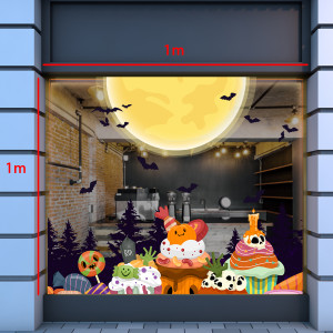 Decal dán tường Decal Halloween -Bánh keo và vần trăng Decal dán tường Decal Halloween -Bánh keo và vần trăng