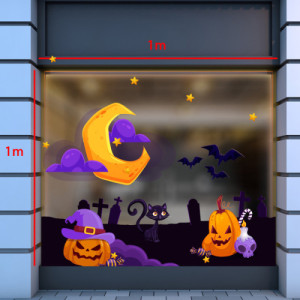 Decal dán tường Decal Halloween -Bí ma đội nón tím