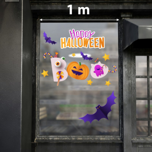 Decal dán tường Decal Halloween- Bí ngô và ngôi sao vàng 