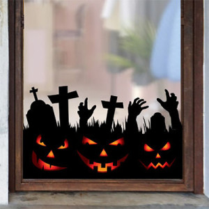 Decal dán tường Decal Halloween -Bia mộ và những cánh tay ma Decal dán tường Decal Halloween -Bia mộ và những cánh tay ma