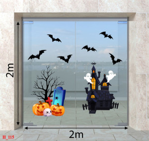 Decal dán tường Decal Halloween-  Bóng ma bên lâu đài 