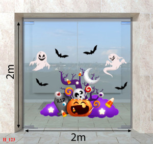 Decal dán tường Decal Halloween- Bóng ma quanh trái bí