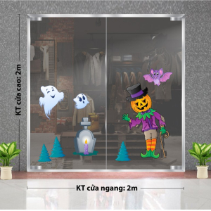 Decal dán tường Decal Halloween -Bóng ma và bia mộ