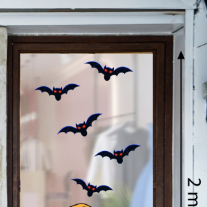 Decal dán tường Decal Halloween -Cây nấm ma và đàn dơi bay 