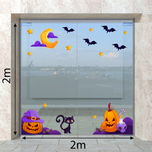 Decal dán tường Decal Halloween- Chú mèo và bí ngô