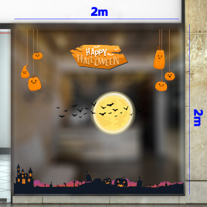 Decal dán tường Decal Halloween -Dây bí ngô và mặt trăng Decal dán tường Decal Halloween -Dây bí ngô và mặt trăng