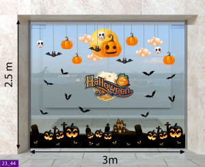 Decal dán tường Decal Halloween - Dây treo quả bí ngô vàng Decal dán tường Decal Halloween - Dây treo quả bí ngô vàng